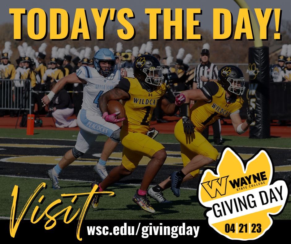 WayneStFootball's tweet photo. Today is the DAY! Help support football scholarships at https://t.co/Bml3TbUHIi

Every gift makes a difference with special matching gift funds! Let’s do this, Cats!

#ForThePaw X #WAYN24MERICA https://t.co/90kLlU2jZE