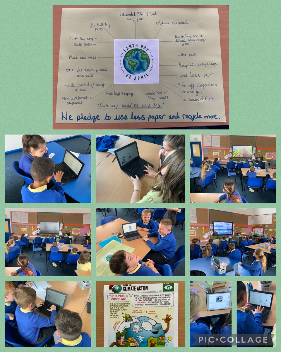 We talked about #EarthDay and what we can do to help our planet. We made a pledge to use less paper and recycle more. #EarthDay2023 #EthicalEfan @rhosyfedwen