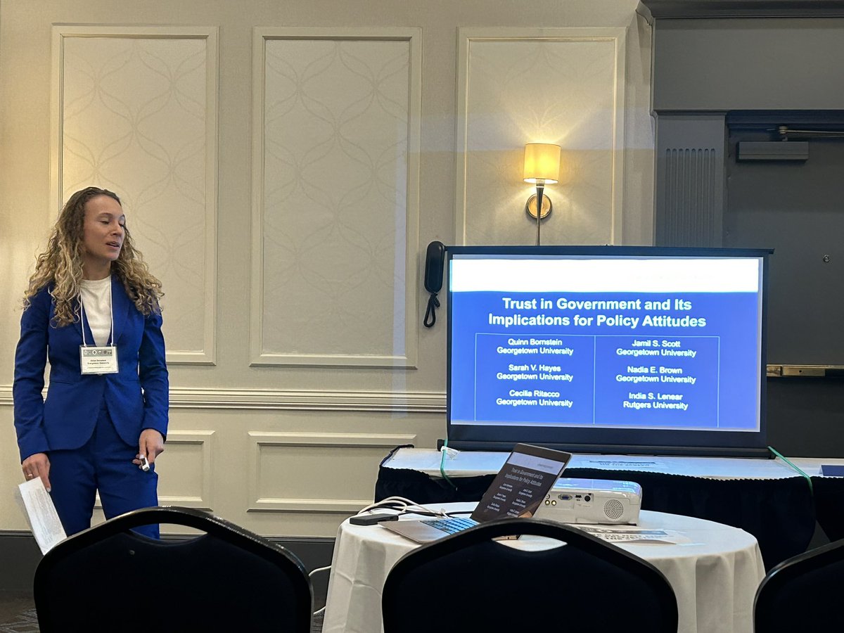 MA in American alum Quinn Bornstein (now a PhD in <a href="/GUGovt/">Georgetown Department of Government</a>) presented research on trust in Government at the <a href="/NewEnglandPSA/">New England PSA</a> annual meeting in Mystic, Connecticut.