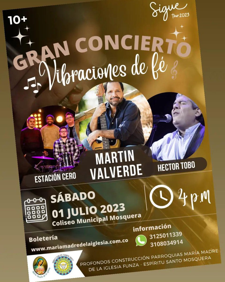 Carito87161's tweet photo. @martinvalverde @EstacionCero 
@hectortobo gran concierto en apoyo para la construcción de nuestras parroquias de funza y Mosquera, gracias por apoyar esta obra 🏗️ compra tu 🎫  https://t.co/TJzgG9eFty https://t.co/vRvmiEdg4d