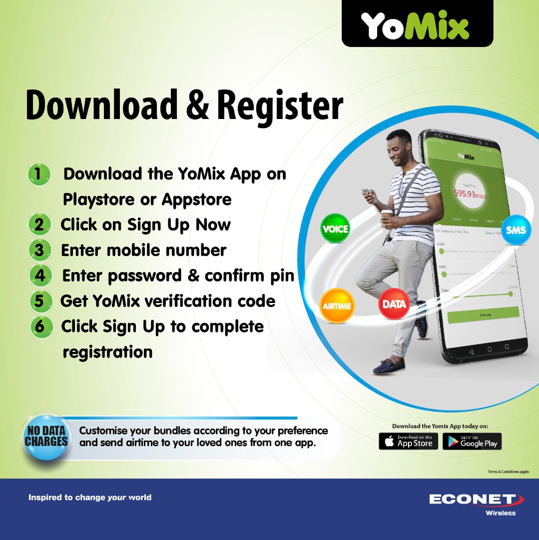 econetzimbabwe's tweet photo. Download & Register the YoMix App and customise your bundle according to your preference.
YoMix your choice.
#YoData_YoPreference https://t.co/AbT5rpdWju