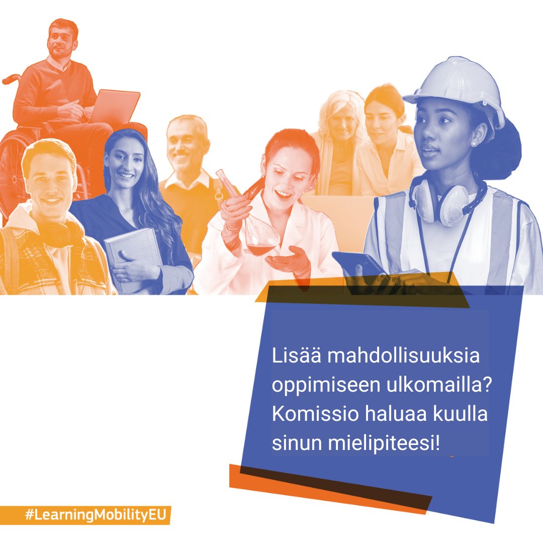 ErasmusplusFI's tweet photo. Vielä ehdit vaikuttaa - anna Euroopan komissiolle palautetta oppimiseen liittyvästä liikkuvuudesta! 

Kysely on avoinna 3.5.2023 asti: https://t.co/ddAN7v6sRu

Vastauksia hyödynnetään uuden, oppimiseen liittyvän liikkuvuuden suosituksen valmistelussa.

#LearningMobilityEU https://t.co/ZmYH5PLnL9