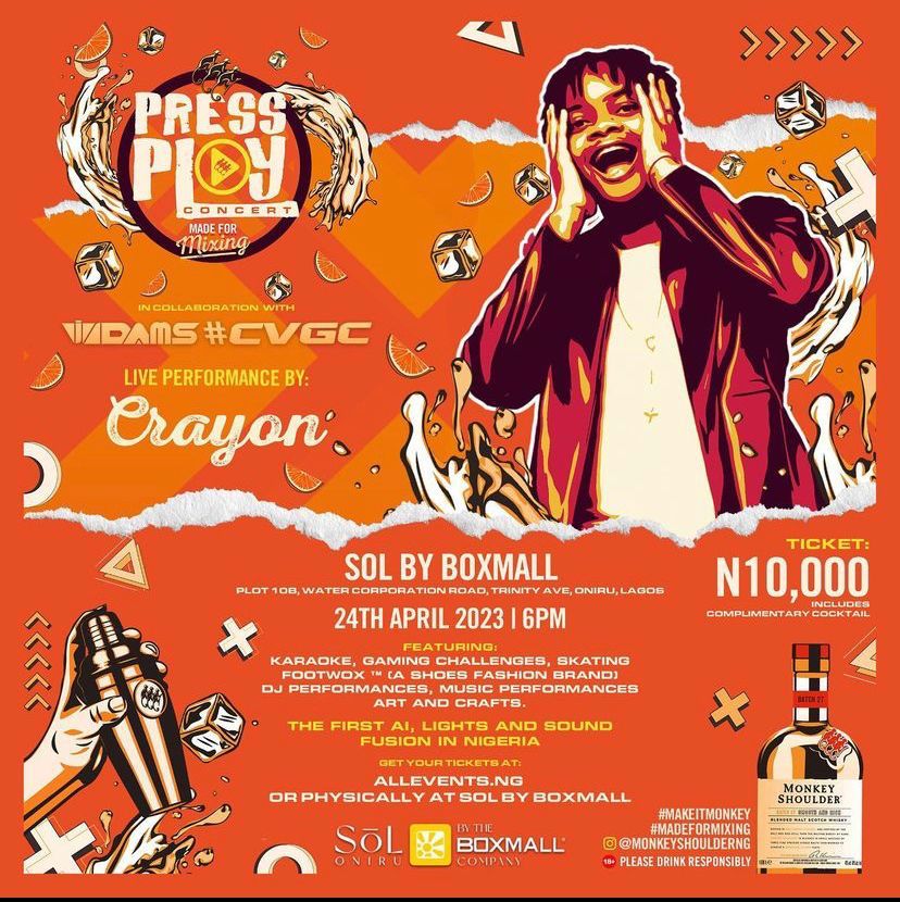 _bobo_yii_sha's tweet photo. It's time to chop life with some of your faves in the industry at the "Press Play Convert" in collaboration with VJ Adams taking place on 24th of this month at a very affordable price of 10k naira🔥
Get your ticket fast 🎟️ so you don't miss out of this groove 💃🕺🏾#CVGC https://t.co/bwSIlOQhkF