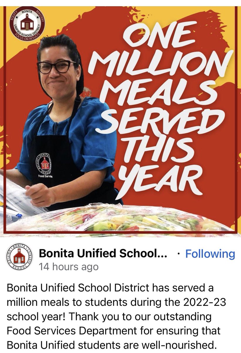 Food Services has reached our Million Meals Served!