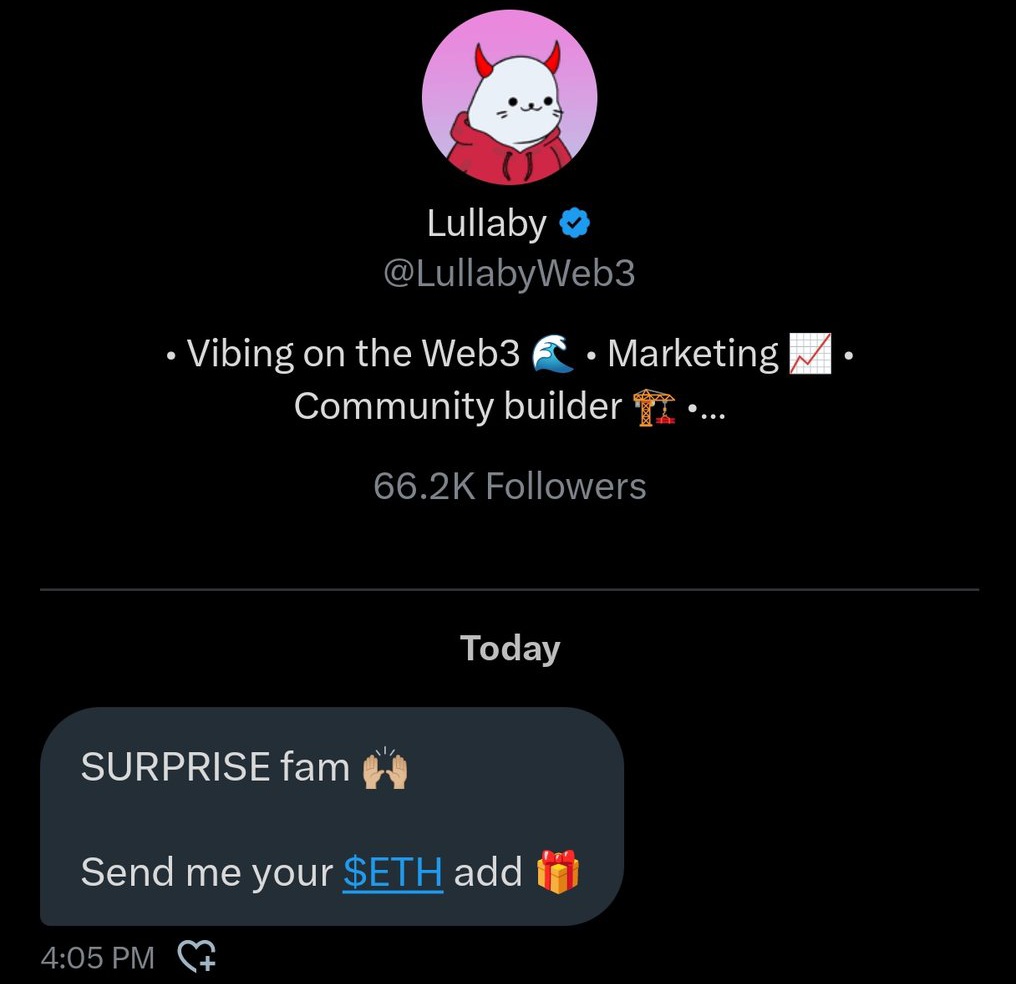 Sending you some $ETH 🤝💰

ENGAGE for a surprise DM 💌