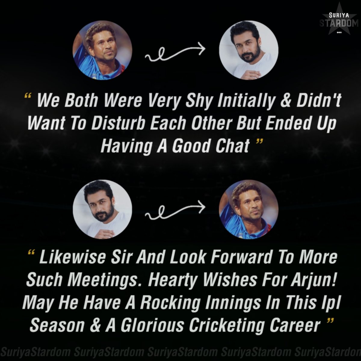 SuriyaStardom's tweet photo. Sachin About @Suriya_offl ❤️👌🏼!! 
@sachin_rt #Kanguva https://t.co/KzPyIKqTQ2