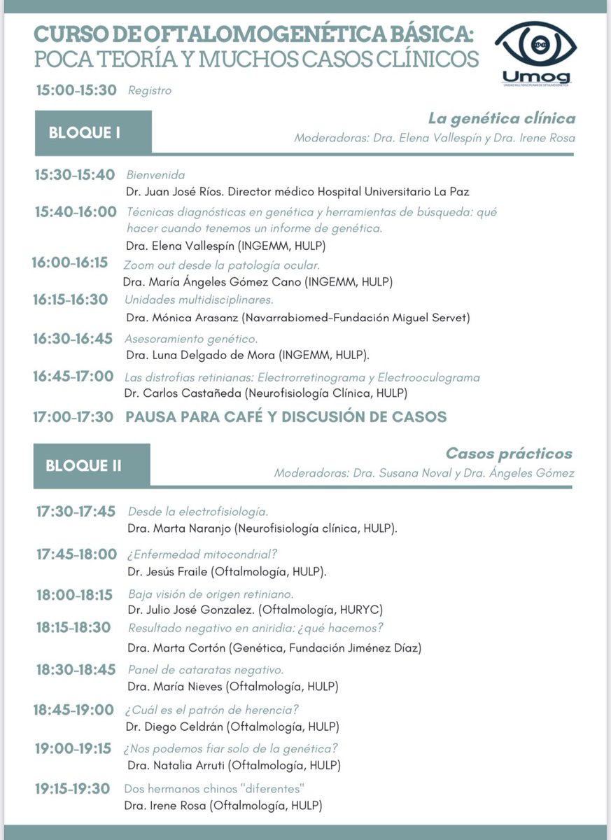 OftalmologiaRYC's tweet photo. El Doctor González-López especialista en Retina Genética participará como ponente en el “Curso de Oftalmogenética Básica: poca teoría y muchos casos clínicos” que tendrá lugar el próximo día 29 de mayo en el Hospital La Paz. 
¡Os esperamos! 
#hulp #hryc #oftalmología https://t.co/Q2CGzHobsv