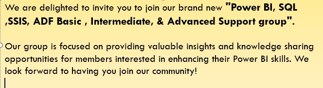 DeepneuronA's tweet image. Just Click on the Below link:

👉facebook.com/groups/5535665…

#powerbi #powerbigroups #powerbisupport #powerbitraining #SQl #SSIS #ADF #powerbisupportgroup