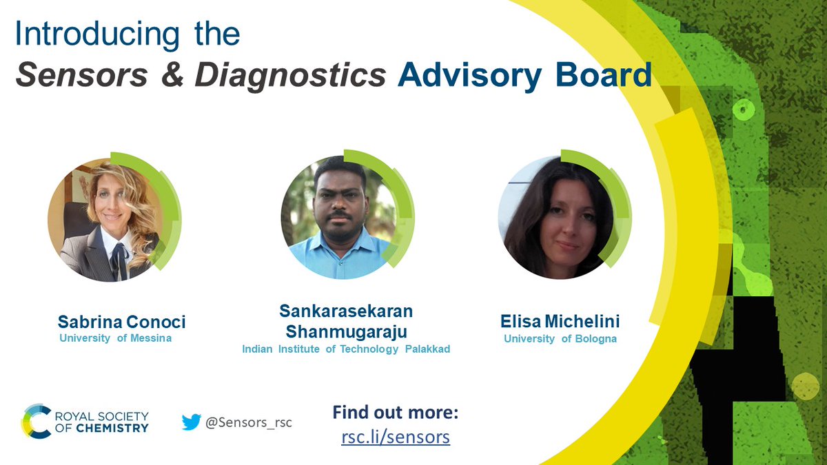 Sensors & Diagnostics (@sensors_rsc) on Twitter photo Meet our new Advisory Board! 🎉
We're delighted to introduce to the team:
-Sabrina Conoci
-Shanmugaraju Sankarasekaran (<a href="/s_shanmugaraju/">Dr. Shanmugaraju Sankarasekaran</a>)
-Elisa Michelini
Find more about the team here 👉 ow.ly/JXEr50NP4bs
Submit your work here 👉 mc.manuscriptcentral.com/sensdiagn Meet our new Advisory Board! 🎉
We're delighted to introduce to the team:
-Sabrina Conoci
-Shanmugaraju Sankarasekaran (<a href="/s_shanmugaraju/">Dr. Shanmugaraju Sankarasekaran</a>)
-Elisa Michelini
Find more about the team here 👉 ow.ly/JXEr50NP4bs
Submit your work here 👉 mc.manuscriptcentral.com/sensdiagn