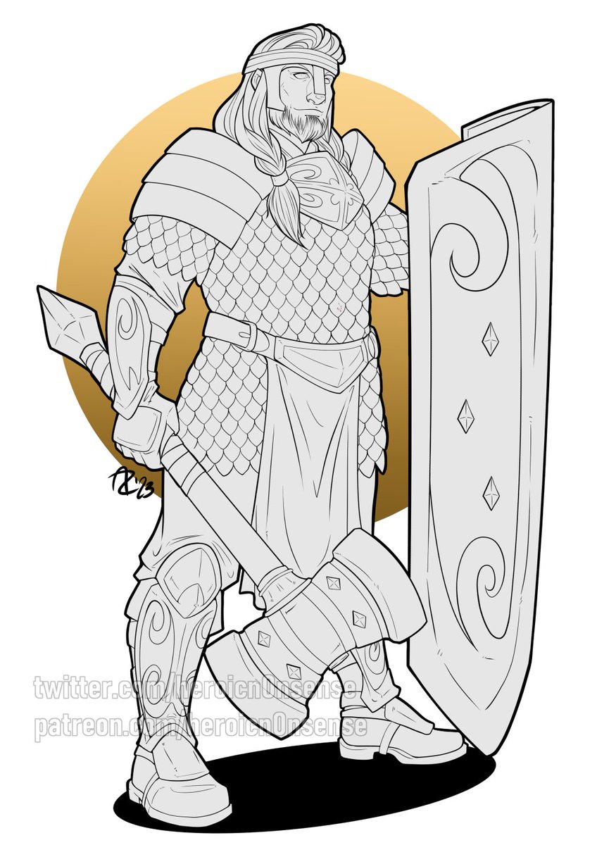 heroicn0nsense's tweet photo. Finished character design commission for @lolS0uless  ! His new heavy hitting aasimar paladin himbo, Orlyn. https://t.co/qbu3VhFvHY