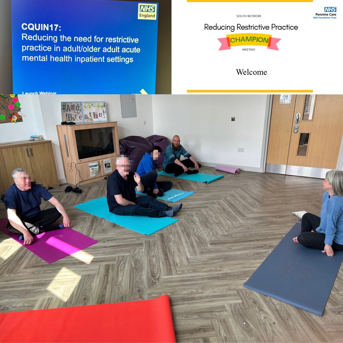 It’s been a great week filled with ideas of how to reduce restrictive practice- 
We had our first South Network Champions meeting 🏆, @maxineldunn @JamesyRs3 @Sharron_Amri & I met to discuss @Safewards implementation & I finally got to do some Yoga 🧘🏻‍♀️with #TeamArden @sodelafo