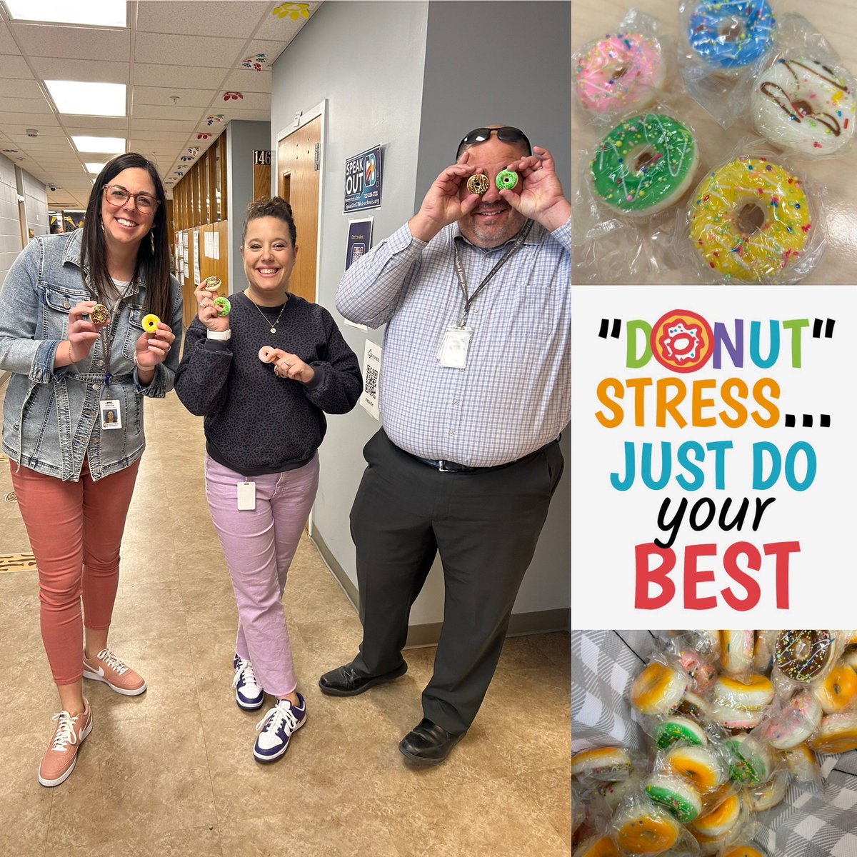 CBCSD_SFS's tweet photo. Welcomed Students at Kanesville Learning Center this Morning with Stress Fidgets. A Little reminder to Work Hard during their last Session of the school year. #DonutStress #ShowUp https://t.co/mCeiBxP1Zq