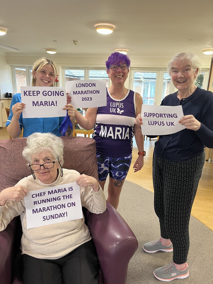 CareSouthUK's tweet photo. Join us as we cheer on #MaidenCastleHouse Chef, Maria as she runs in the @LondonMarathon in aid of @LUPUSUK this Sunday!

Well done, Maria!  👏

If you would like to share your support, please follow the link here: https://t.co/mKA65ipWy6

#FoodFunFriendship #CareSouthUK https://t.co/6qS2CVM5f2