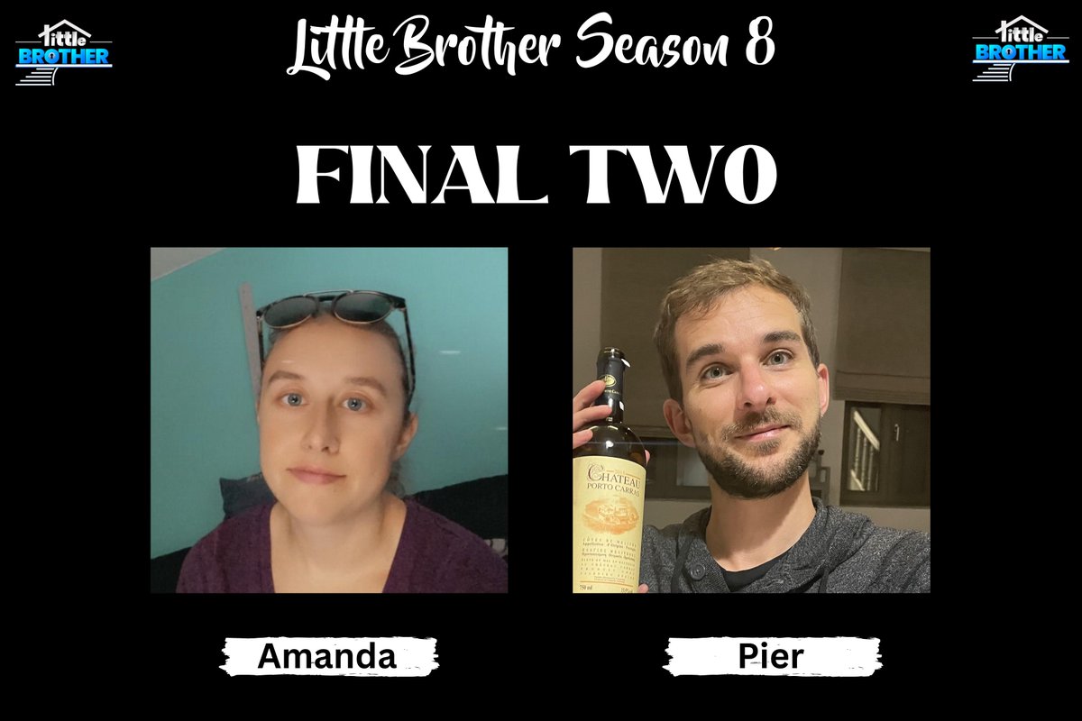 LittleBroGame's tweet photo. Little Brother Season 8's finale was a rollercoaster of emotions! With this final two facing off, the stakes were high. Who would be crowned the ultimate winner? Check out our next tweet to find out who it is! #LittleBrotherSeason8 #WinnerToBeRevealed
@amanda_donut  @pierluc_bbtg https://t.co/LpK17exYyN