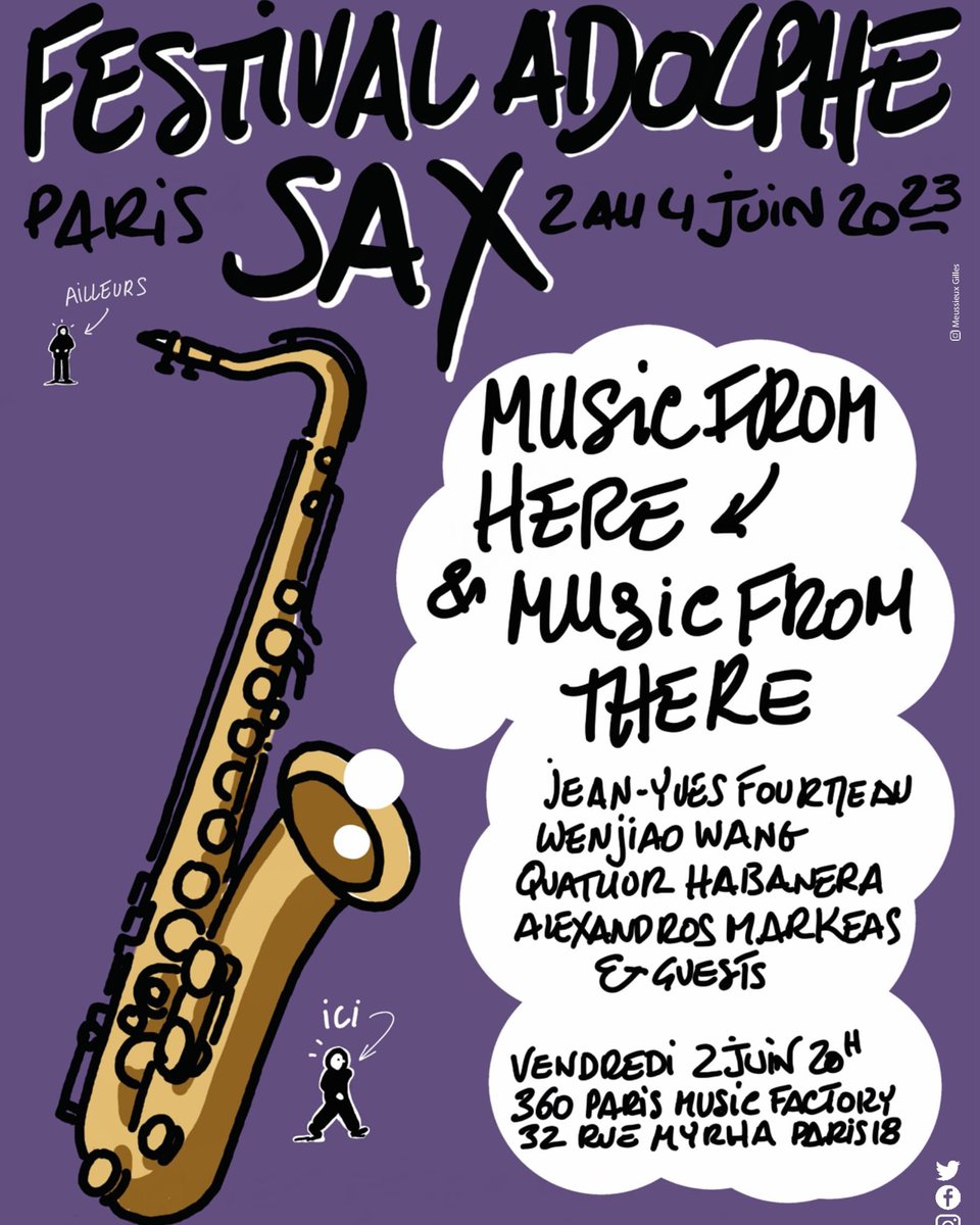 FestivalSax's tweet photo. Concert d'ouverture Festival Adolphe Sax -
On est aussi fans de l'affiche que du concert qui nous attend vendredi 2 juin 🤩 ça promet ! 💜
Une soirée anniversaires avec le Quatuor Habanera et Jean-yves Fourmeau au Le 360 Paris Music Factory
🎫 https://t.co/SwD9rqFeeK https://t.co/0DbP4QfzJK