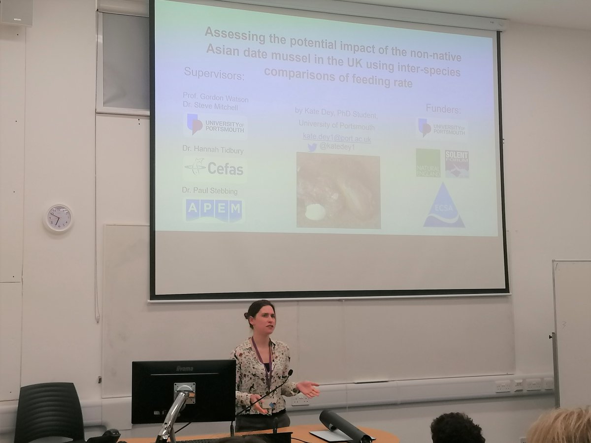 Thanks @ECSAssociation for the opportunity to present my research on the feeding rate of the non-native Asian date #mussel at your conference this week. There was a great selection of talks, including those by <a href="/AndyVDSOlivier/">Andy van der Schatte Olivier</a> and <a href="/marinebio_zoe/">Zoe Morrall</a> about <a href="/ProjectRaNTrans/">Project RaNTrans</a>.