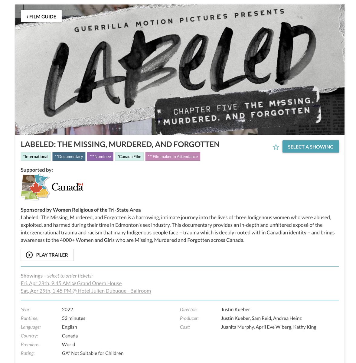 LabeledDoc's tweet photo. Labeled is one week away from its World Premiere at @JulienFilmFest There will be two screenings of the film:
FRIDAY, APRIL 28, 9:45AM at the GRAND OPERA HOUSE
SATURDAY, APRIL 29, 1:45PM at the HOTEL JULIEN DUBUQUE – BALLROOM
#dubuque #jdiff2023 #yegfilm #labeleddoc https://t.co/DO3MN6pDQj