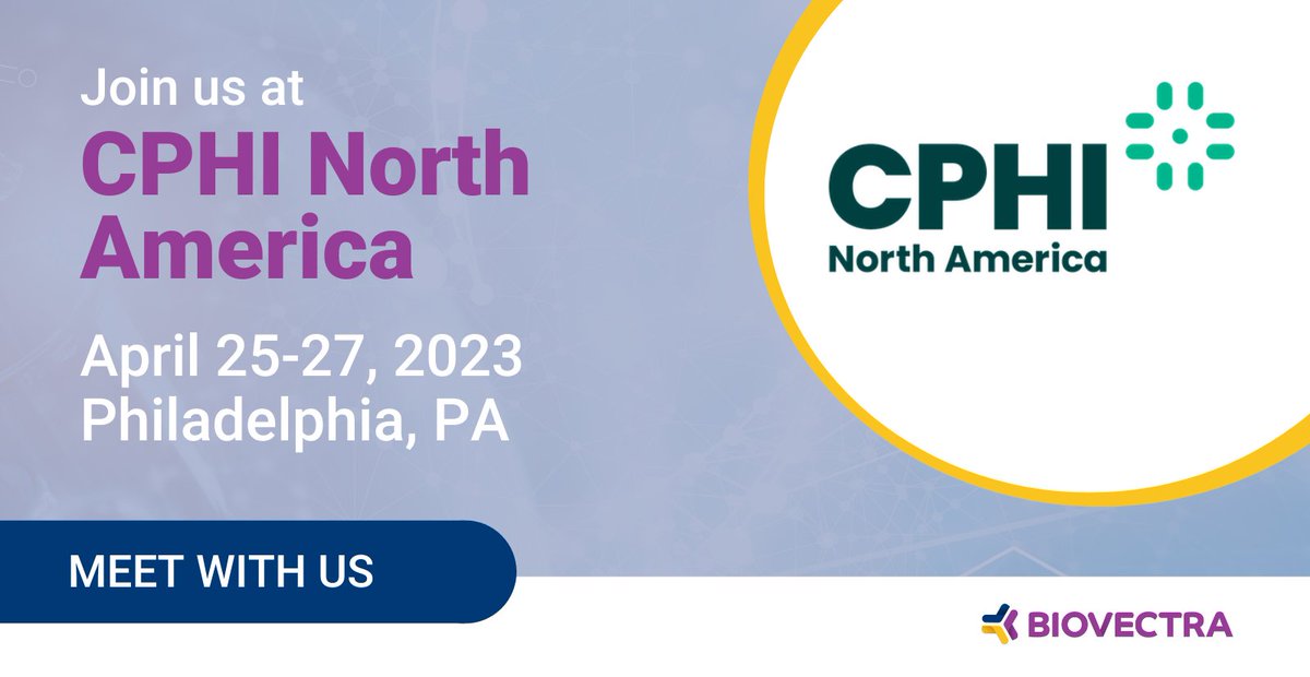 BioVectra's tweet photo. We're just days away from #CPHI North America in Philly and cannot wait to get on the show floor and connect with so many of you. Schedule a meeting with us to discuss your complex chemistry and #biologics needs. https://t.co/qf5wGeak2G

#cdmo #chemistry #pDNA #mRNA #bioreagents https://t.co/IxoSPfXSE6