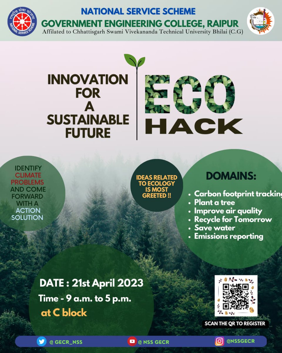GECR_NSS's tweet photo. NSS, GECR successfully organised an event #EcoHack on the occasion of #WorldEarthDay to find solutions to the environment degrading problems. Participants gave brilliant ideas for sustainable development as the solutions.

#YuvaBharat2023 https://t.co/8VSeHlj8jM