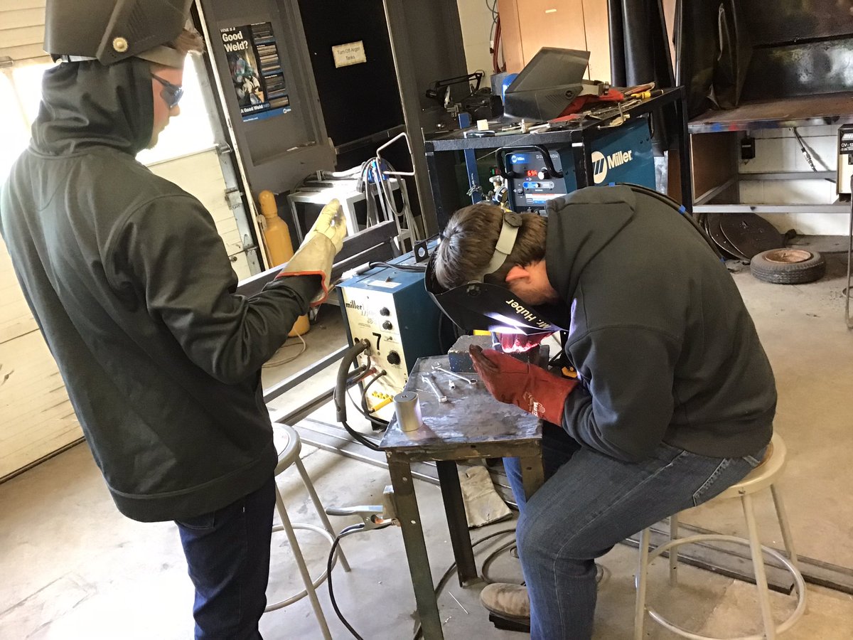 Mr_Huber's tweet photo. First Annual DCVI Manufacturing SHSM Day! They will be doing Stainless TIG welding with pressure testing certifications, Welded Commercial Kitchen Ductwork that will be smoke tested by our fire chief, and creating their own custom belt buckle and genuine leather belts. #SHSM https://t.co/Y2sMcoPSQx