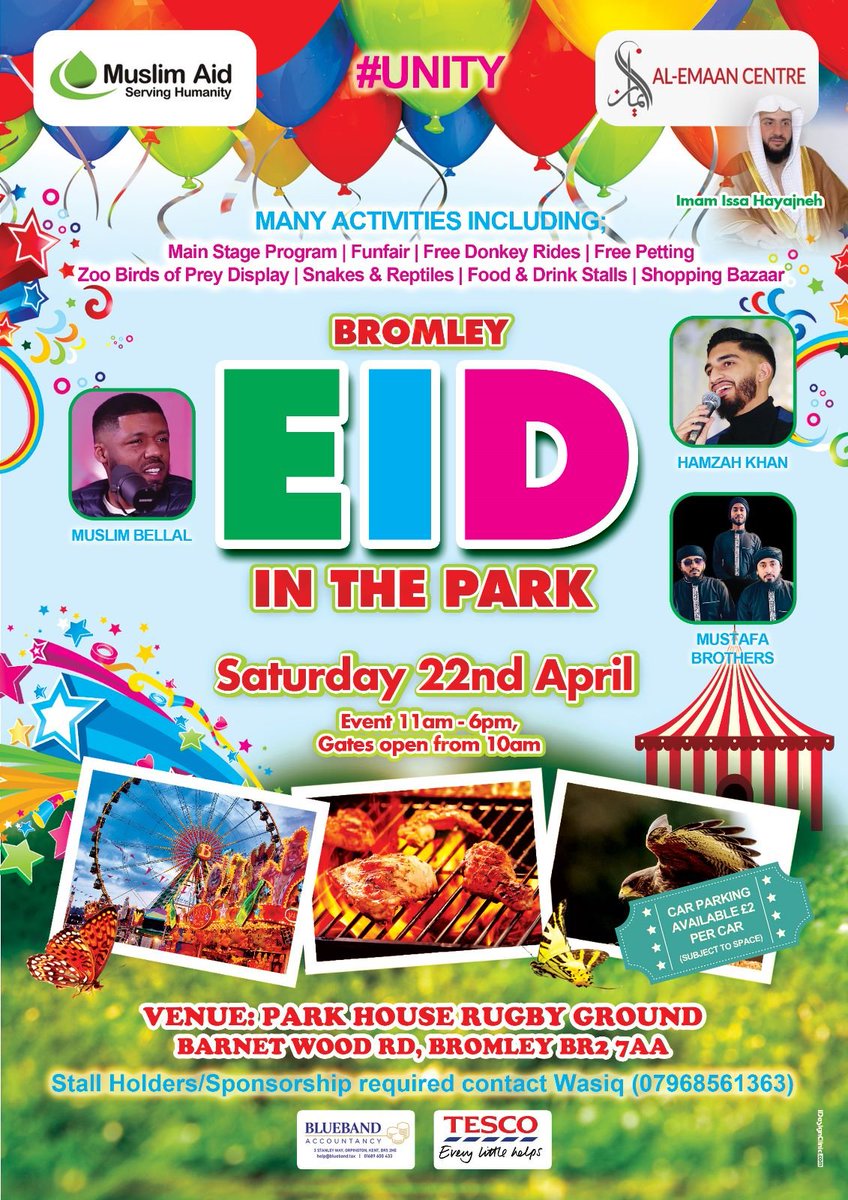 Wishing all across Bromley an Eid Mubarak. @AlEmaanCentre are hosting a fantastic 'Eid in the Park' event tomorrow. All are welcome. Please do go along.