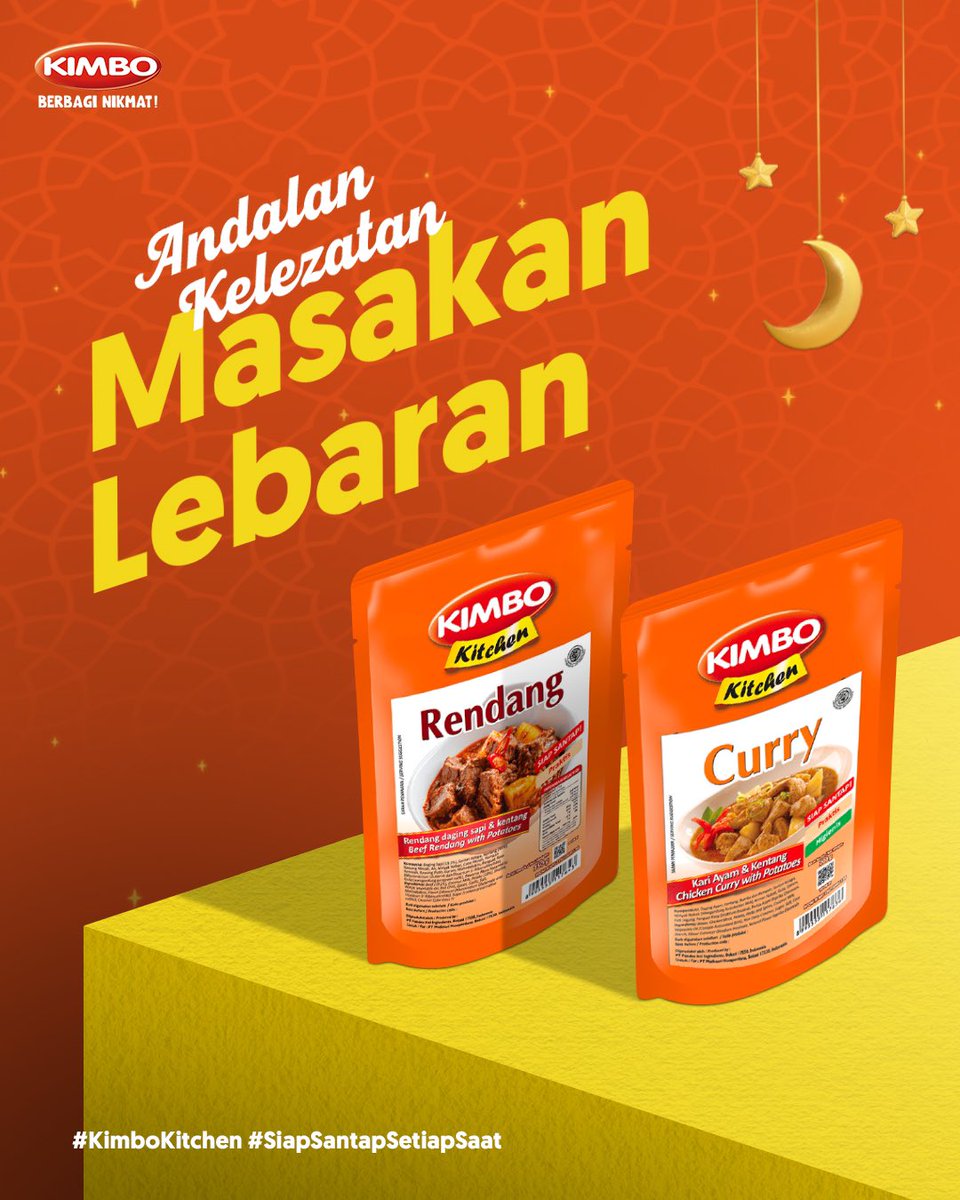 KimboIdn's tweet photo. Nyiapin makanan buat lebaran gak perlu ribet! Cukup pakai Kimbo Kitchen Curry dan Kimbo Kitchen Rendang. Praktis, nikmat, dan bergizi yang cocok untuk keluarga di hari yang fitri!

Siapa nih yang udah siap-siap buat lebaran besok? 🙋🏻‍♀️

#Kimbo #KimboKitchen #SiapSantapSetiapSaat https://t.co/QRITtNcDrM