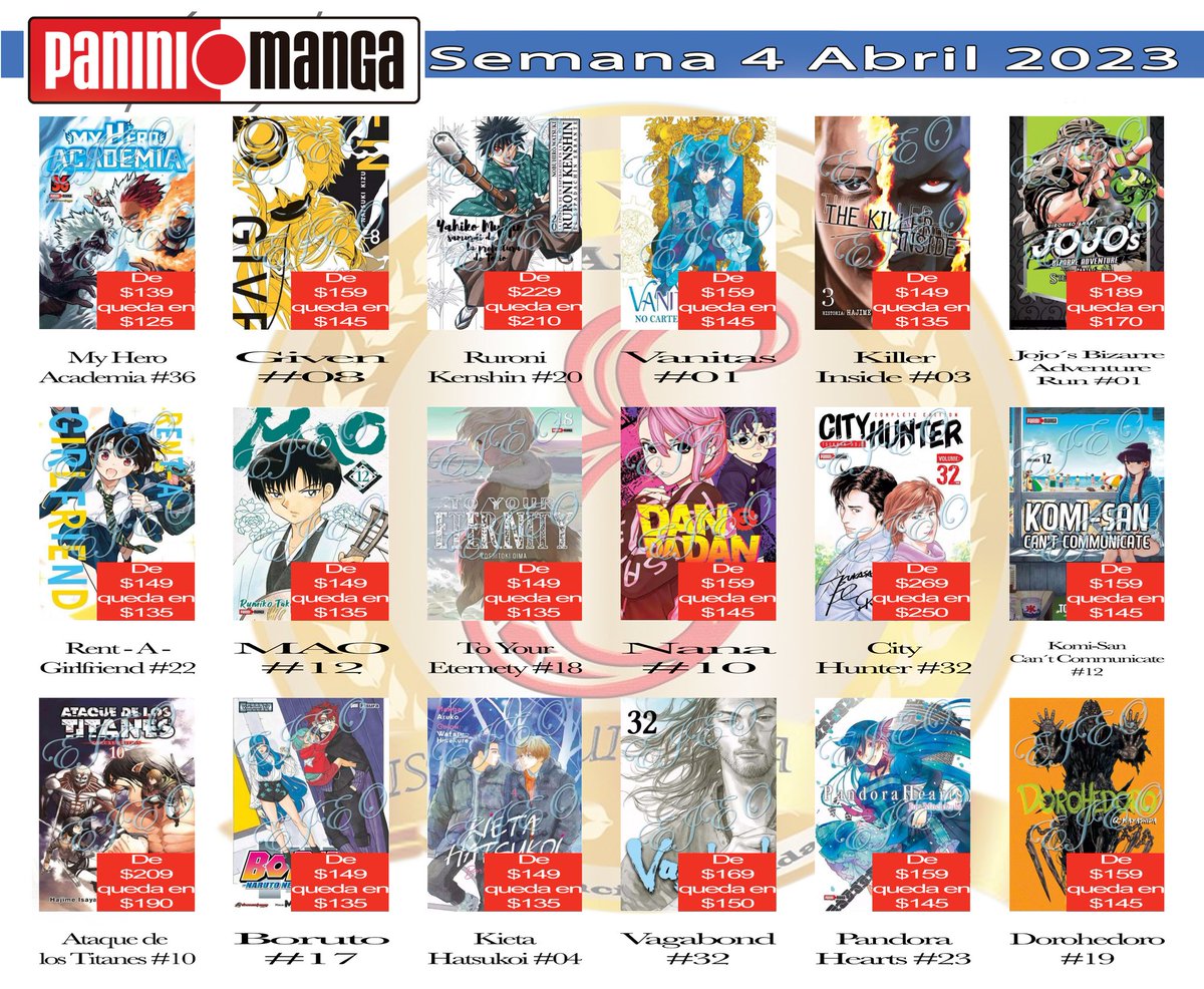 distribuidoejeo's tweet photo. ¿Te gustan los mangas?, te compartimos las portadas de los mangas que salieron a la venta está semana por parte de editorial Panini.
#distribuidoraejeo #panini #myherocademi #ruronikenshin #vanitas #killerinside #jojosbizarreadventure #rentagirlfriend #mao #dandan #boruto https://t.co/u9QNBT2Wms