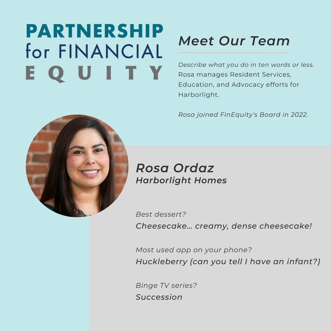 Fin_Equity's tweet photo. .@rosaordazz is Resident Services & Community Engagement Manager @HarborlightCP doing great work throughout Essex County. Rosa was appointed in 2019 to the City of Salem’s Zoning Board of Appeals. She joined our board last fall, sleep deprived and all! #FinEquityFriday #mapoli https://t.co/j4D3wXKzdr