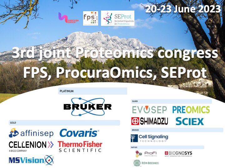 2023ProteoAix's tweet photo. The third joint congress of the Portuguese, Spanish and French #proteomics societies. Submit an abstract before the 30April. Please share in your network. @BrukerMassSpec @AFFINISEP @Covaris @Cellenion @thermofisherEU @thermofisher #msvision @EvosepBio @PreOmics @ShimadzuEurope https://t.co/bN77NgE4KZ