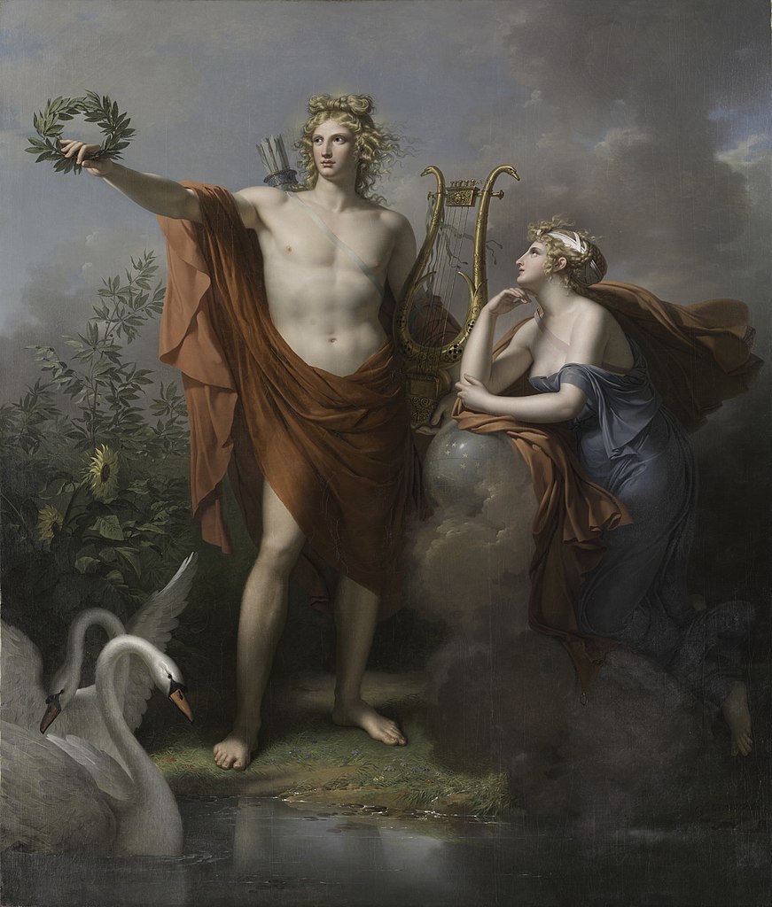 Apollo, God of Light, Eloquence, Poetry and the Fine Arts with Urania, Muse of Astronomy by Charles Meynier (1800)