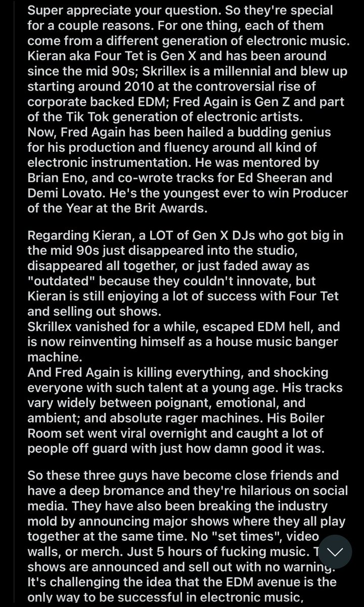 MikeyLion_'s tweet photo. This reddit comment giving the back story of @fredagainagain1 @Skrillex and @FourTet is rad AF https://t.co/S9nekKQHEr