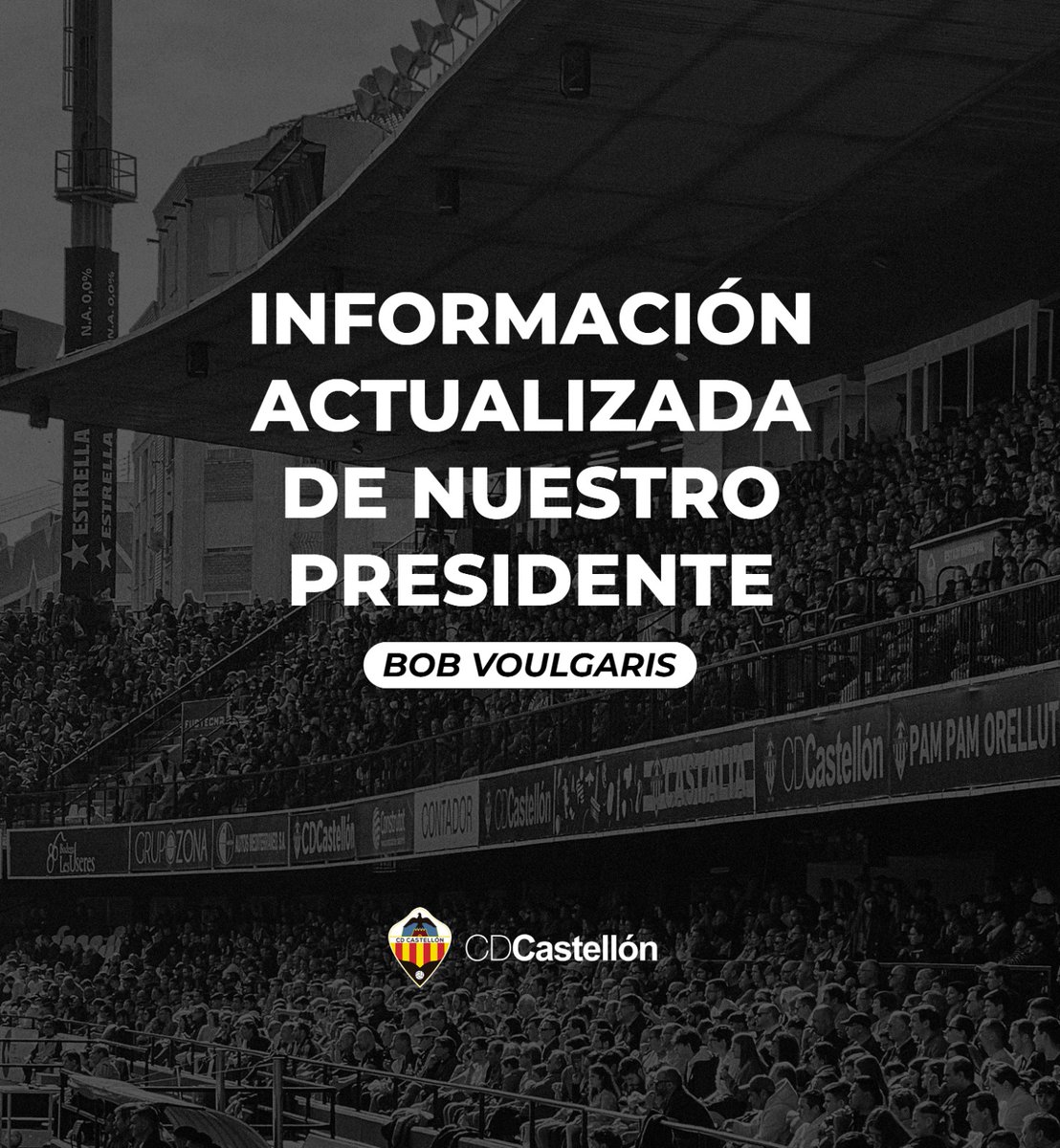CDCastellon's tweet photo. ✍️ Información actualizada de nuestro presidente - @haralabob 

ℹ️ https://t.co/mRGXG90enO

#PPO100👂 https://t.co/BxwnmHopDh
