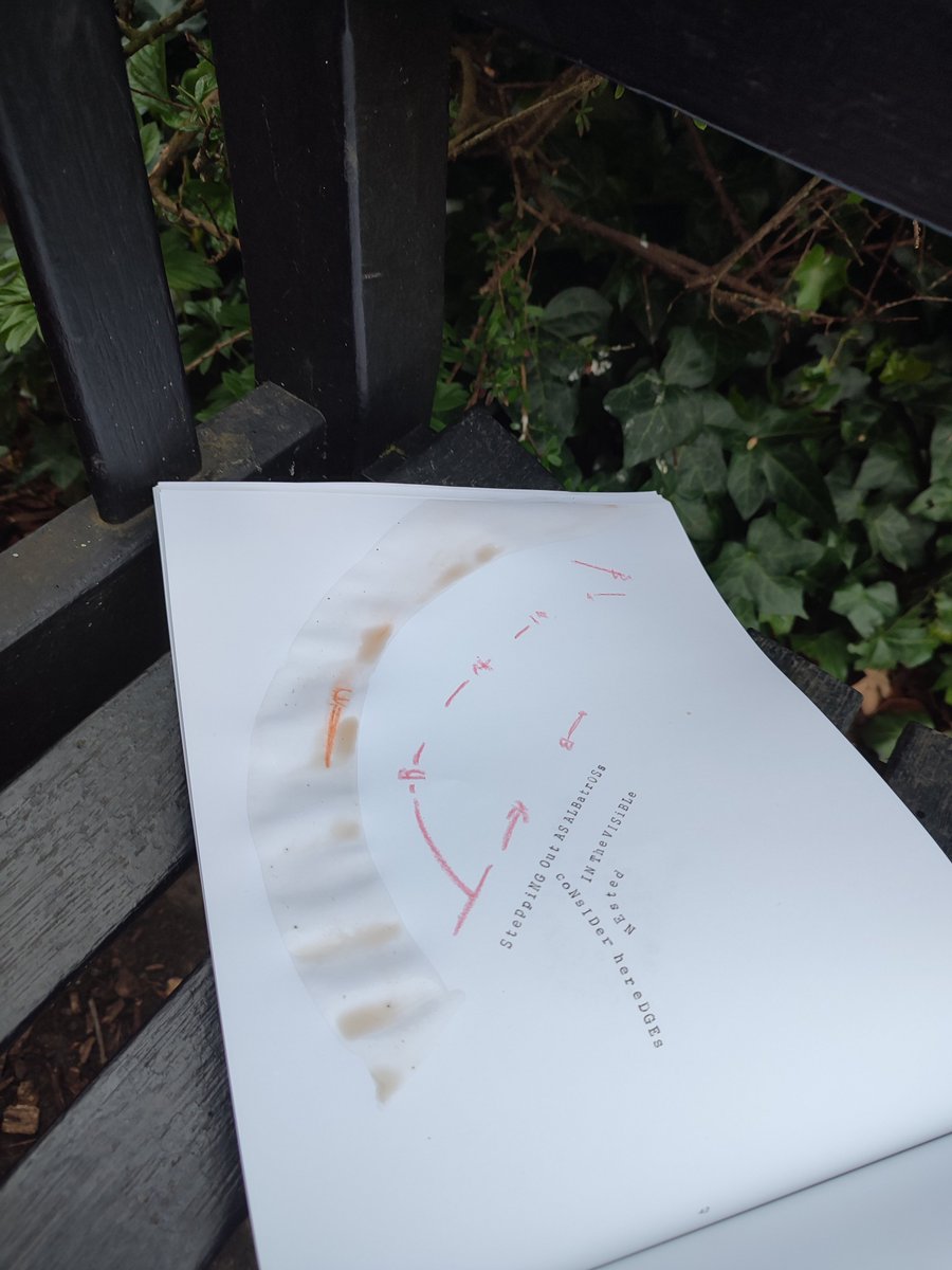RLDrake's tweet photo. Out in my local environments with @brihughespoet 'Rhizomes' (@brokensleep). Strange chance chose pink crayon on the way out the door! I love how this collection invites you in to break apart its language and pour your own into the cracks. And the π footnote sequence!
#HowWeRead https://t.co/3Nlq2MakGe