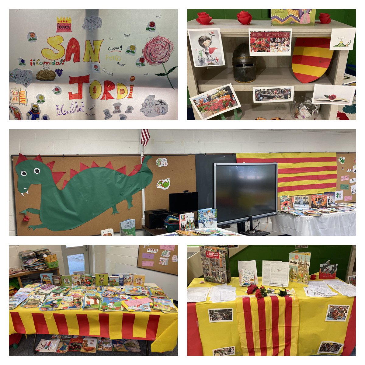 My heart is full! ❤️💛❤️ SAN JORDI SE CELEBRA EN WINCHESTER, VA! 🌹📚 Our #WPSDLI students @FDESPandas chose a book and a flower today, and they learned about the Legend of Saint George and the Dragon! #UnitingOurWorld <a href="/ParticipateLrng/">Participate Learning</a>