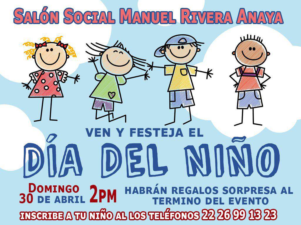 UninVecinal2's tweet photo. 👨‍👩‍👧‍👦 #Mamás #Papás inscriban a sus hijos para la celebración de #DíaDelNiño a realizarse el Domingo 30 de Abril en las instalaciones del 🏡 Salón social Manuel Rivera Anaya, a partir de las 2 de la tarde 🥳

¡ No falten !🙋🏽‍♀️🙋🏽‍♂️ https://t.co/UgKDVd47AG