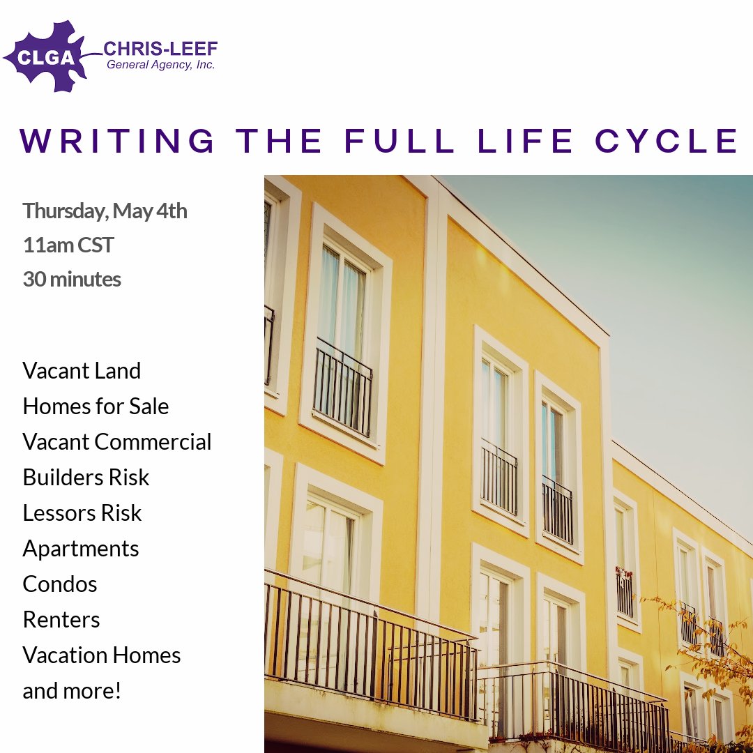ChrisLeef's tweet photo. Save the Date: Chris-Leef Webinar! Writing the Full Life Cycle of Habitational Risks with USLI
https://t.co/XKTQG7bvXJ
https://t.co/DMiUWbb9nD https://t.co/UCBvBJ0Qgv