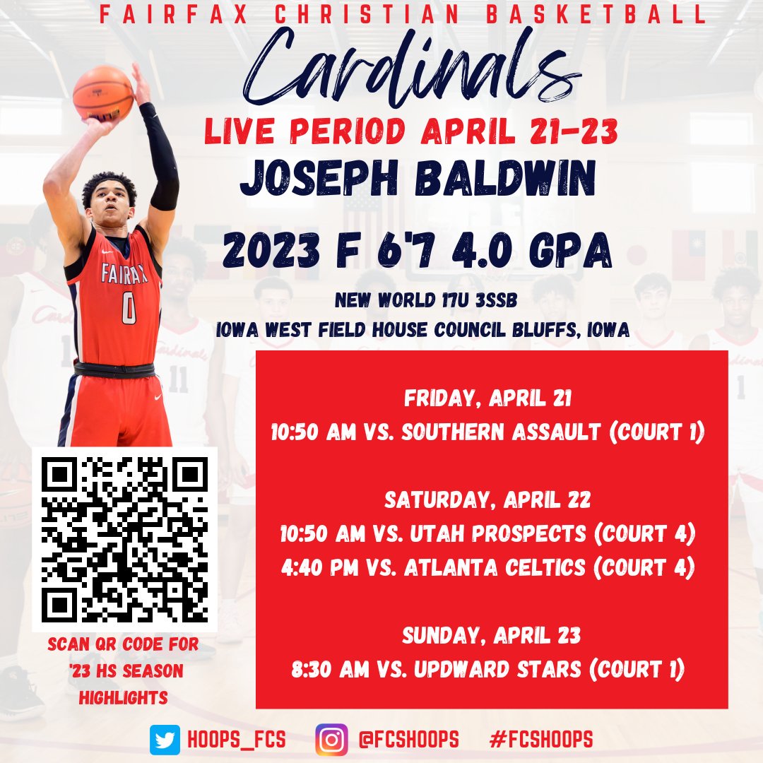 Cardinals in the Live Period this Weekend! Check out 
<a href="/joebaldwin0/">Joe</a> Joe Baldwin '23  6'7 Forward,  4.0GPA, National Honor Society with <a href="/NewWorldAAU/">New World AAU</a> 33SB 17U.
