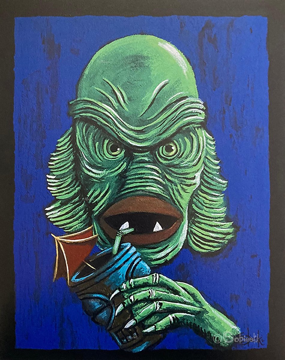 Creature Cocktail 💚🍹
8x10' prints: cleesobieski.com/products/creat…

Small matted prints: cleesobieski.com/products/creat…

Aloha Friday y'all! 🤙

#CleeSobieski #Sobieski #Art #CreatureFromTheBlackLagoon #Gillman #Tiki #TikiMug #TikiArt #MonsterArt #Artwork #Artist #ArtistOnTwitter