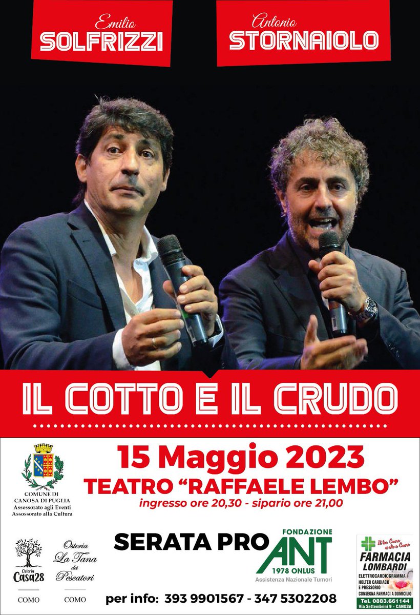 TotieTata's tweet photo. #solfrizzi #stornaiolo #teatrolembo #ant #canosadipuglia ci vediamo? 😘 https://t.co/myEipbQEBT