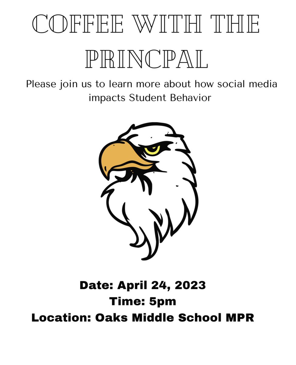 Please join us on April 24th at 5pm for a meeting to learn about how social media impacts student behavior.