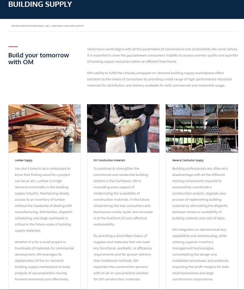 OMHoldingsInc's tweet photo. $OMHI OM combines DIY and commercial building supply so everyone can benefit from economies of scale. Many business owners recognize the value in economies of scale. #construction #building #businessowners https://t.co/qBypszjO4z https://t.co/qj7w6x9FnD