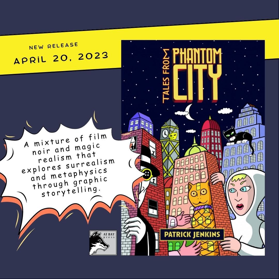 atbaypress's tweet photo. 'Tales from Phantom City' by Patrick Jenkins is officially released! Award winning animator, Jenkins, has devised a story as affecting as his complex line art. 
Get your copy from your local bookstore or comic shop. https://t.co/oLXkE9LKXE