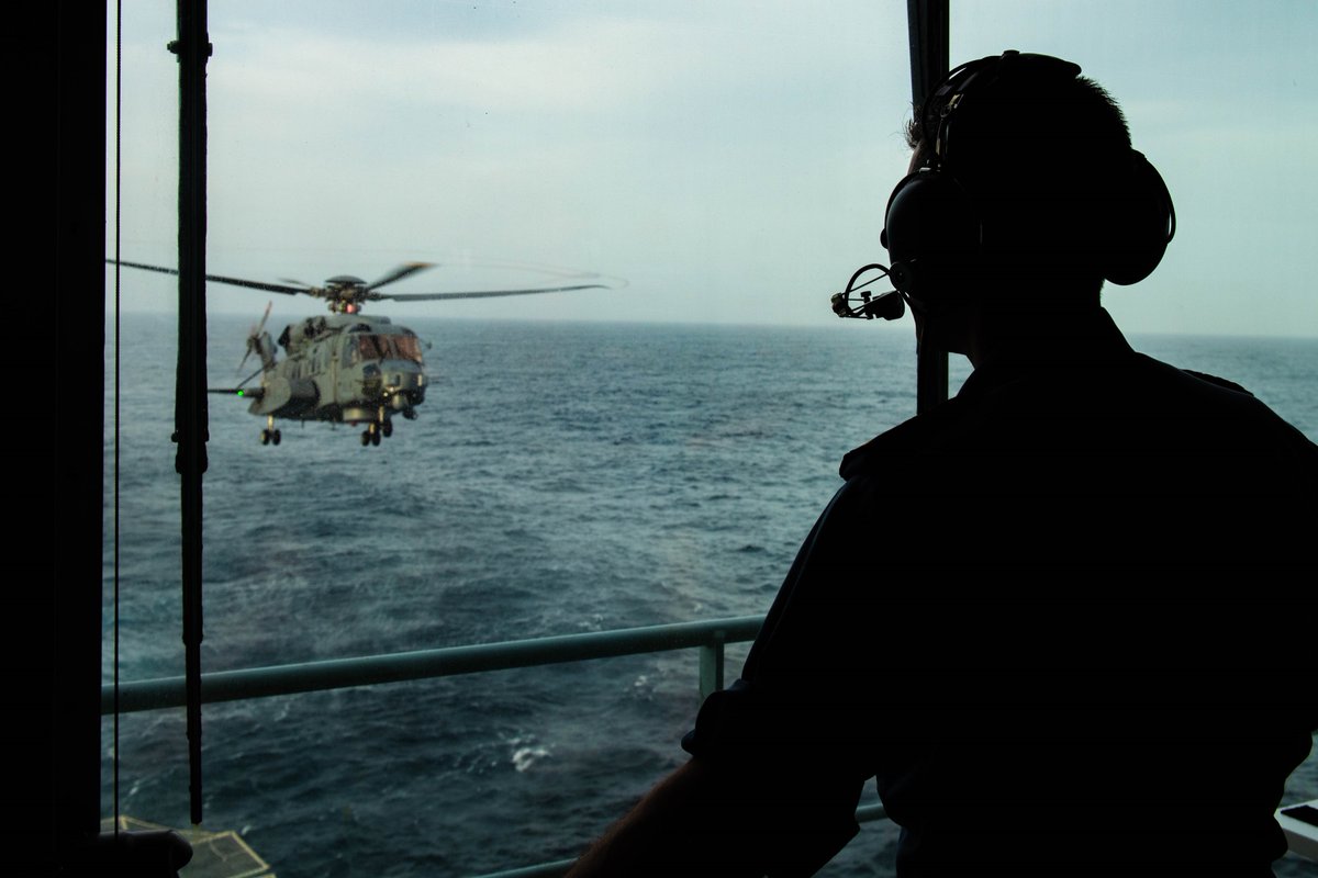 CJOC_COIC's tweet image. Members of Naval Replenishment Unit ASTERIX practice man overboard responses and Helo Operations during Operation PROJECTION INDO - PACIFIC in the Mediterranean Sea. #OperationalReadiness