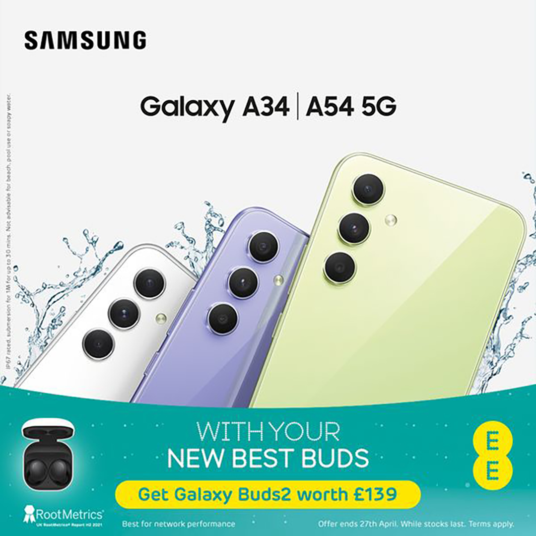 OrchardsCentre's tweet photo. Get the awesome Samsung Galaxy A34 or A54 5G now with @EE. Visit in store to speak to the experts about this deal and more! https://t.co/JSXrJ2AtIg
