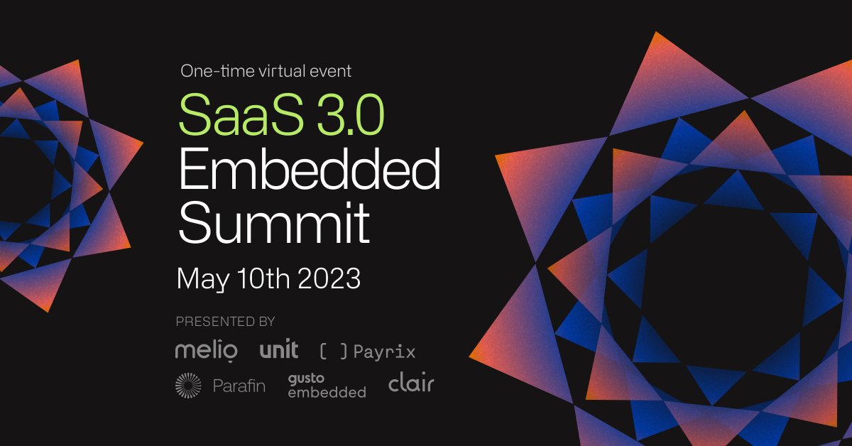 WP4Platforms's tweet photo. Mark your calendars for the one-time virtual event, SaaS 3.0 Embedded Fintech Summit on Tuesday, May 16th!
📅 SaaS 3.0 Embedded Fintech Summit. Registration is open. Click below:
https://t.co/wfAyv9J3YH
#saas #payments #embeddedfintech #api https://t.co/9AQqMfga2H