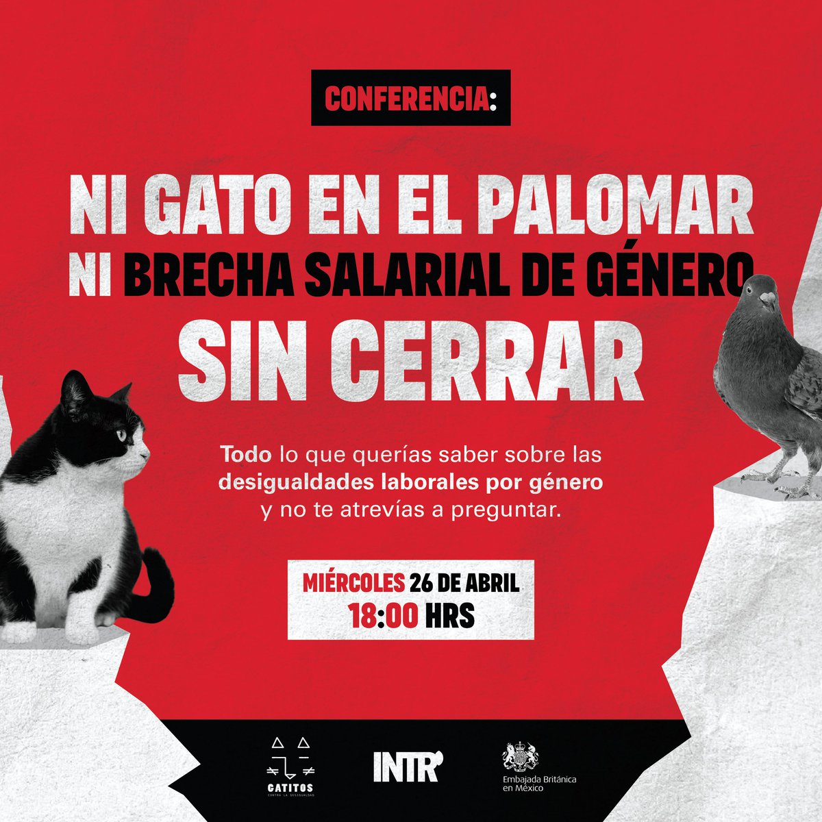 La curiosidad no mató al gato, pero sí le hizo informarse. Conversemos sobre las desigualdades laborales por género, su situación en México y lo que podemos hacer al respecto.
🗓️ 26/04, 18h
😻 con <a href="/GatitosVsDesig/">Gatitos contra la Desigualdad</a> y <a href="/UKinMexico/">UK in Mexico🇬🇧🇲🇽</a>
👉 Registro: bit.ly/GatitosBSG