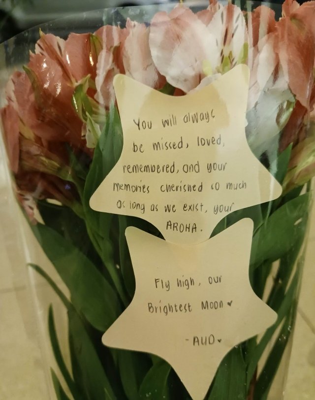 AUDTeam_'s tweet photo. Fly high, Our Brightest Moon🌙

All the love of the team in these flowers for you, Bin. We will keep these memories of you as a priceless treasure. Our love for you will always live on as long as we exist.

- AUD TEAM https://t.co/B6D0S58rWh