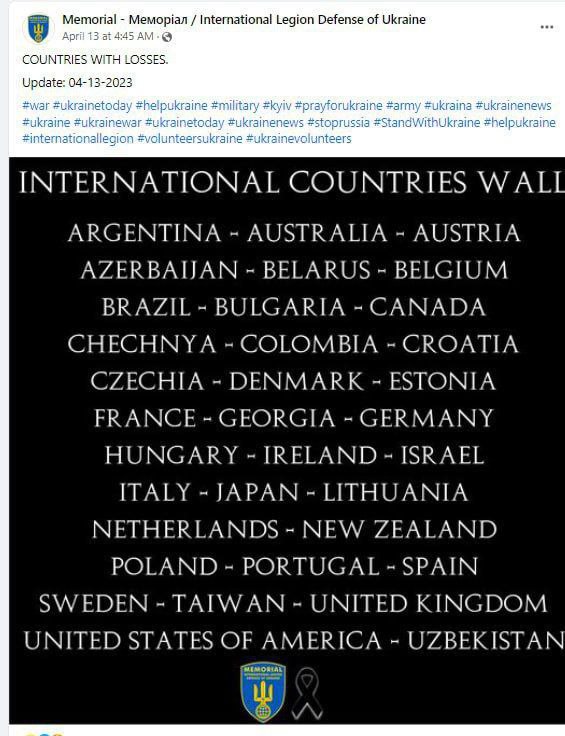di @CesareSacchetti :La lista di tutti i Paesi da dove provengono i mercenari in #Ucraina. Non c'è un 'esercito ucraino'. C'è una #legionestraniera