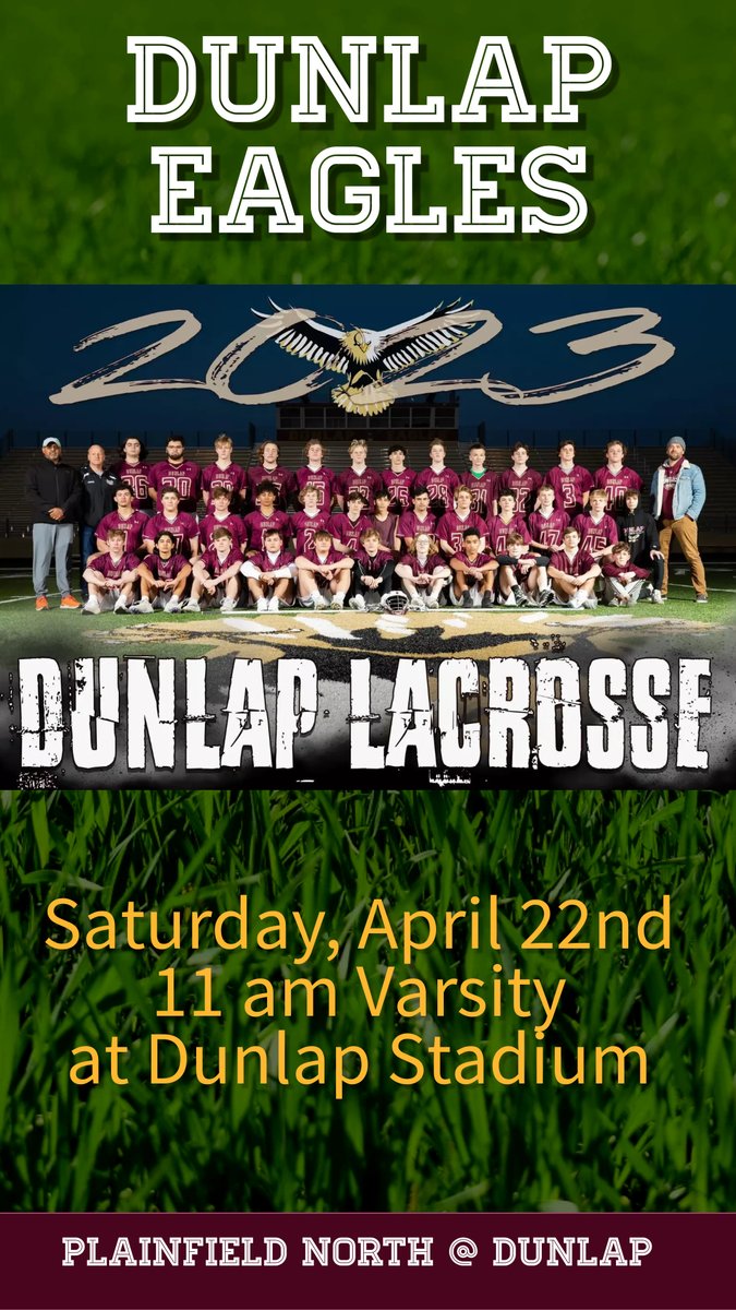 dunlapboyslax's tweet photo. Home Game Saturday! Don't miss it! https://t.co/6nrqKhOBp3