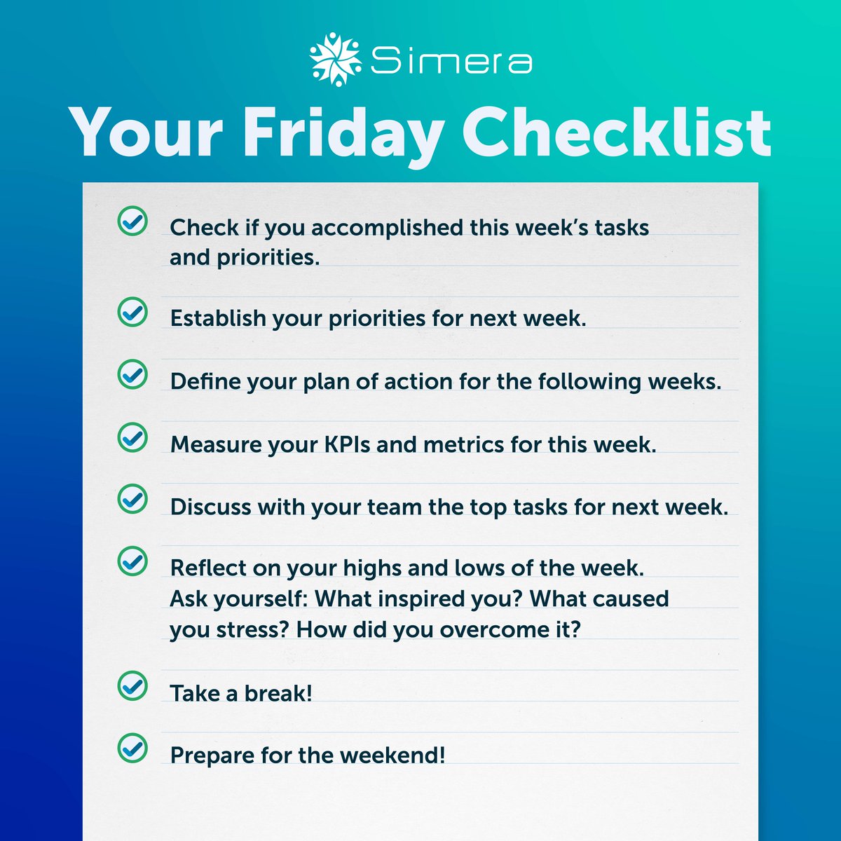 ✔️Making a checklist on Friday  is an important practice for individuals who want to stay organized and focused.🙌